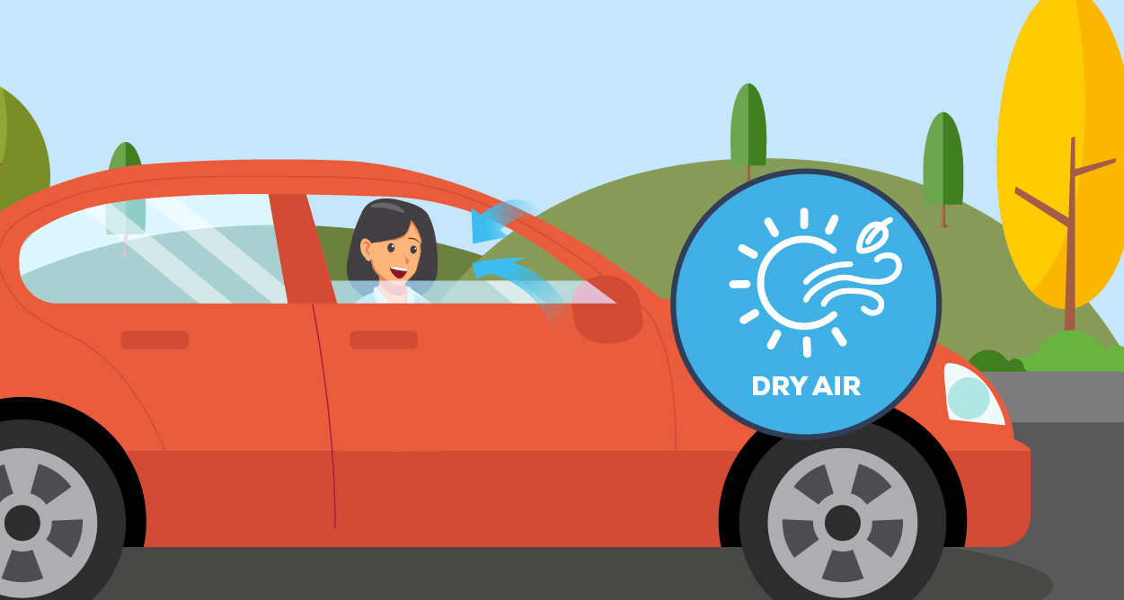 demist your windscreen with dry air