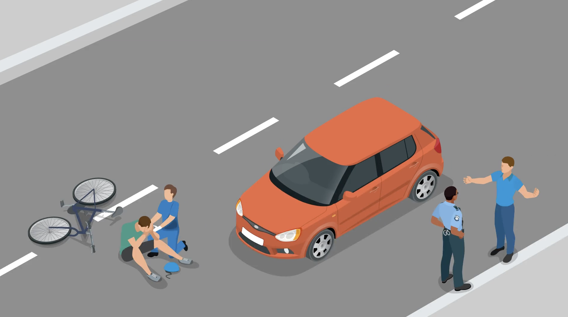 Road accident between a car and bike